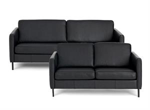 Visby 2,5 + 2 pers. sofa - Sort sevilla læder - FAST LAVPRIS